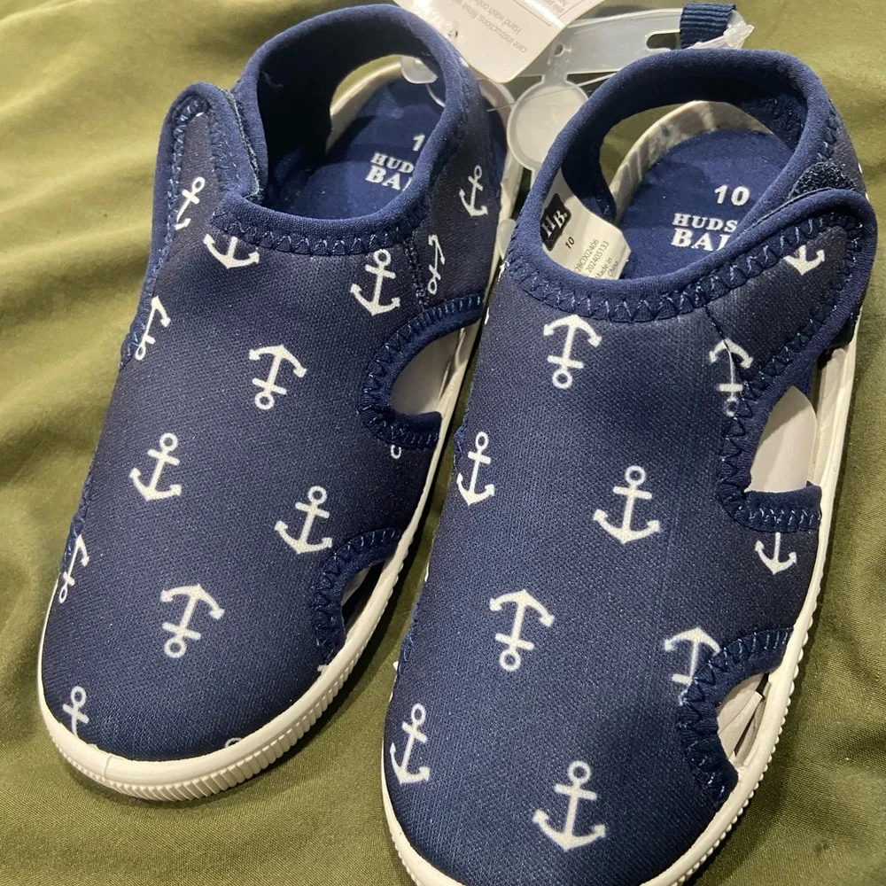Navy Anchor Print Toddler Water Shoes